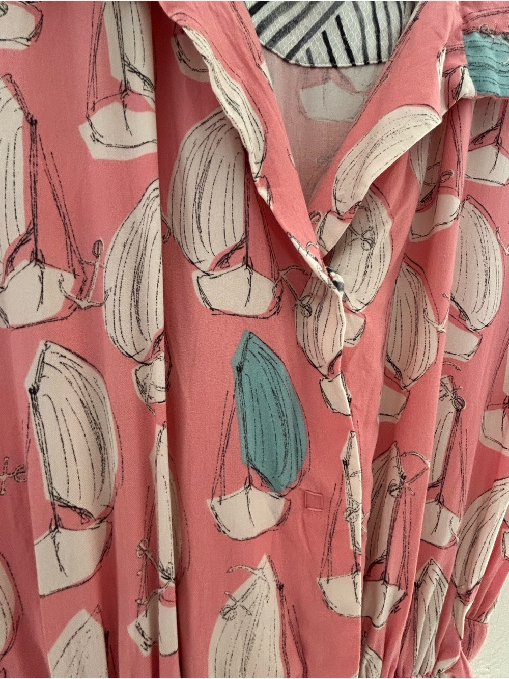 Anthropologie Maeve Tourista Romper Pink Sailboat Print Resort Nautical Size 2 - Picture 5 of 10
